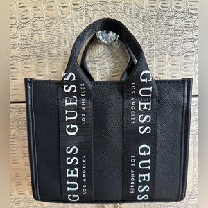 GUESS Black Tote with White Logo Straps